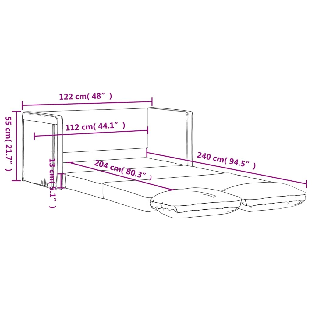 Slaapbank vloermodel 2-in-1 122x204x55 cm fluweel lichtgrijs