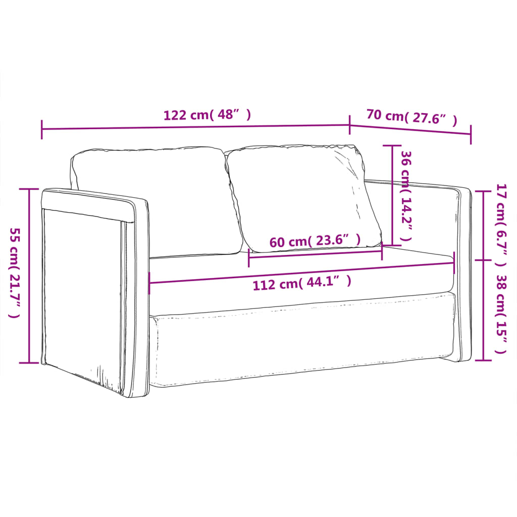 Slaapbank vloermodel 2-in-1 122x204x55 cm fluweel