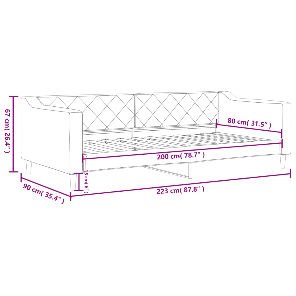 Slaapbank met matras 80x200 cm stof