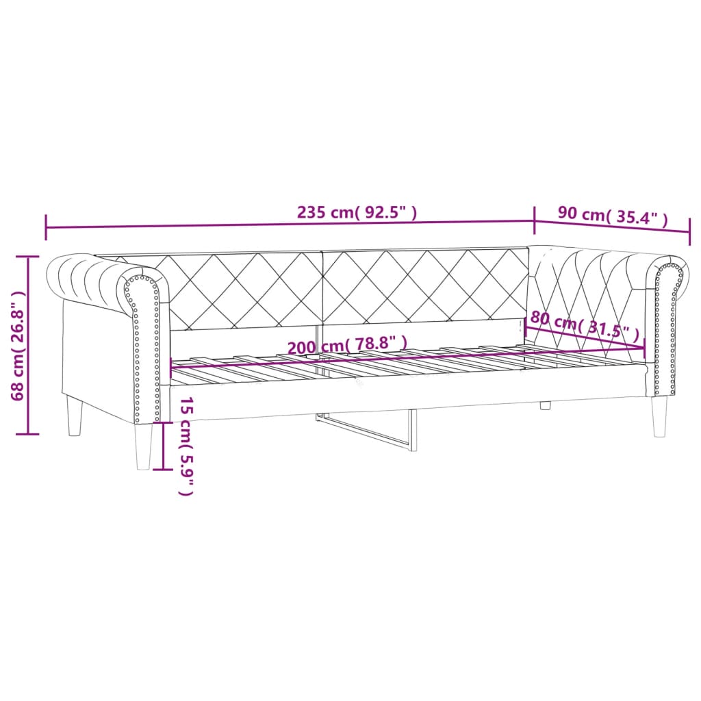 Slaapbank onderschuifbed en matrassen 90x200 cm kunstleer