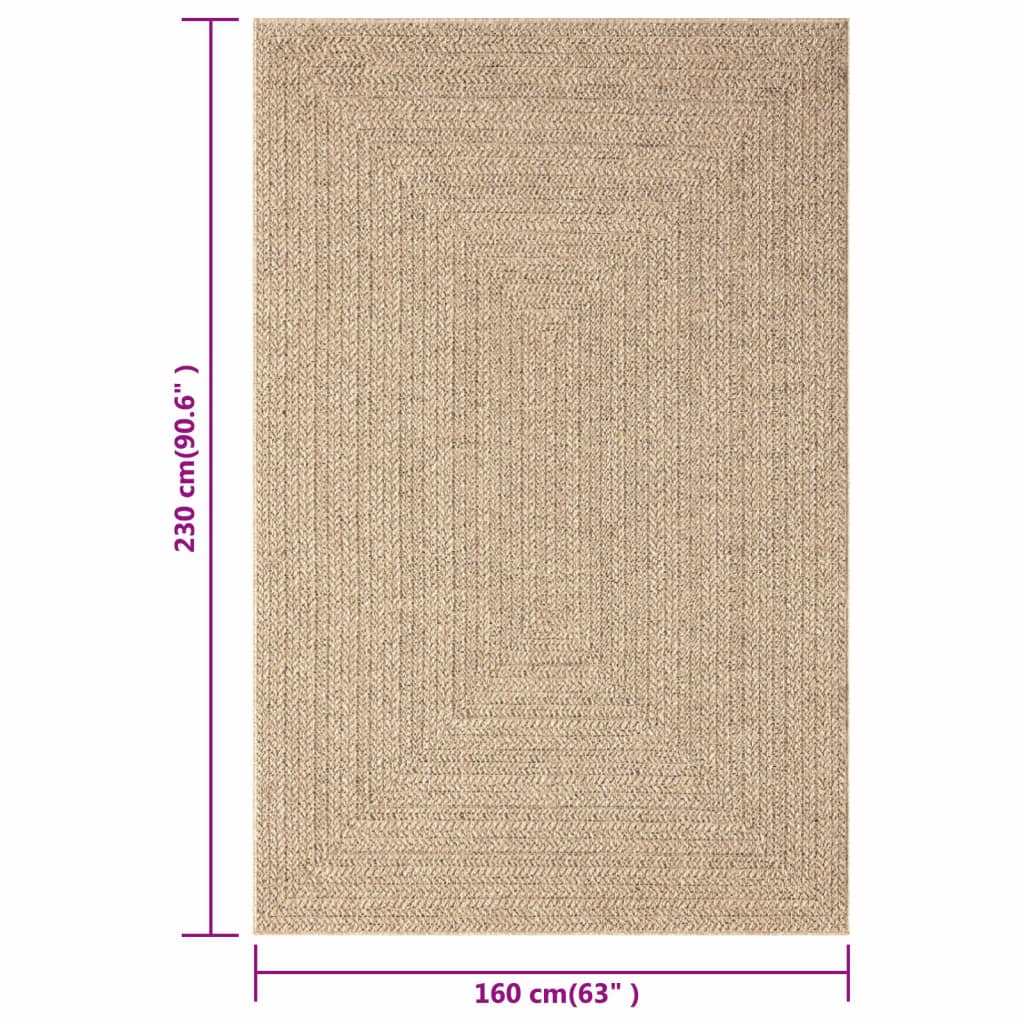 Vloerkleed ZIZUR binnen en buiten 160x230 cm jute look