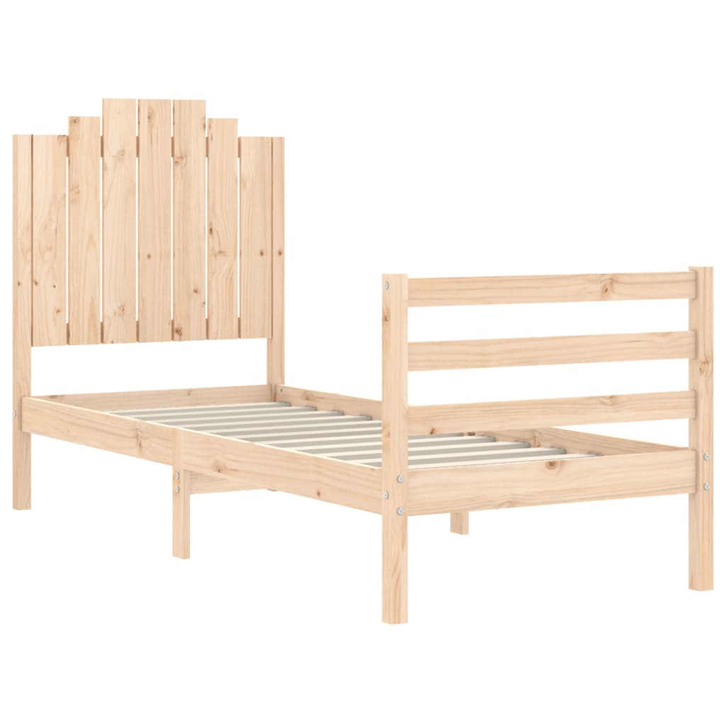 Bedframe met hoofdbord massief hout wit 100x200 cm