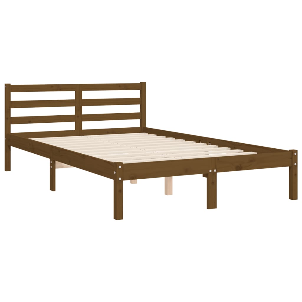 Bedframe met hoofdbord massief hout wit 100x200 cm