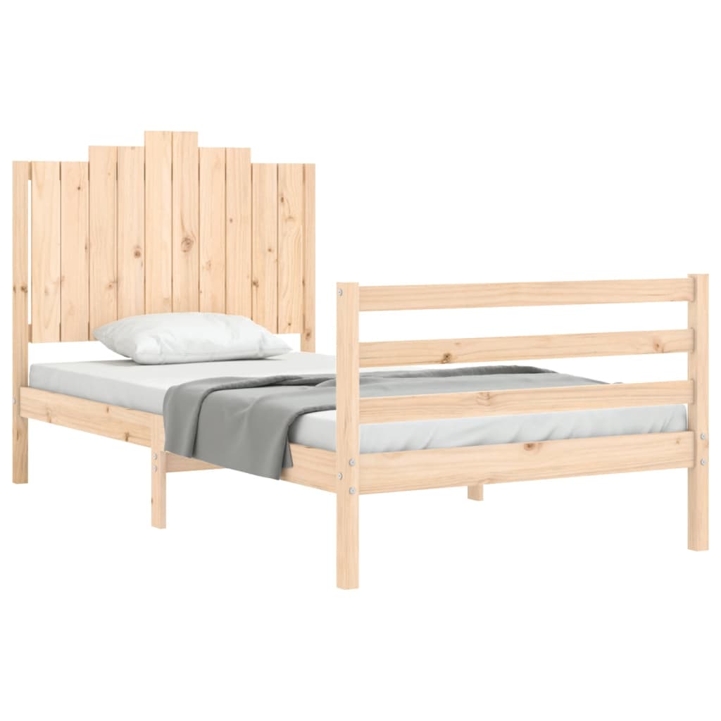 Bedframe met hoofdbord massief hout wit 100x200 cm