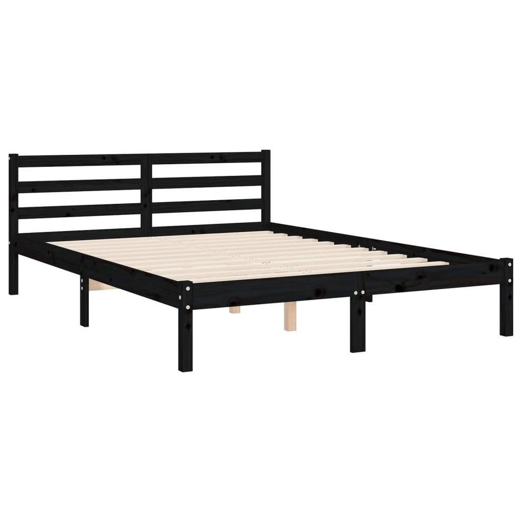 Bedframe met hoofdbord massief hout wit 100x200 cm