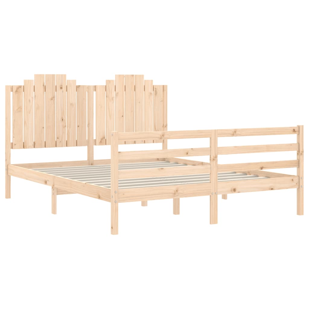 Bedframe met hoofdbord massief hout wit 100x200 cm