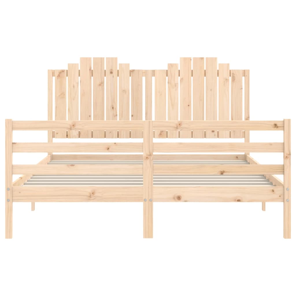 Bedframe met hoofdbord massief hout wit 100x200 cm