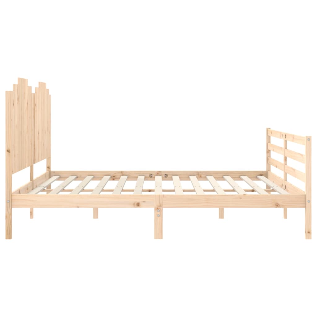 Bedframe met hoofdbord massief hout wit 100x200 cm