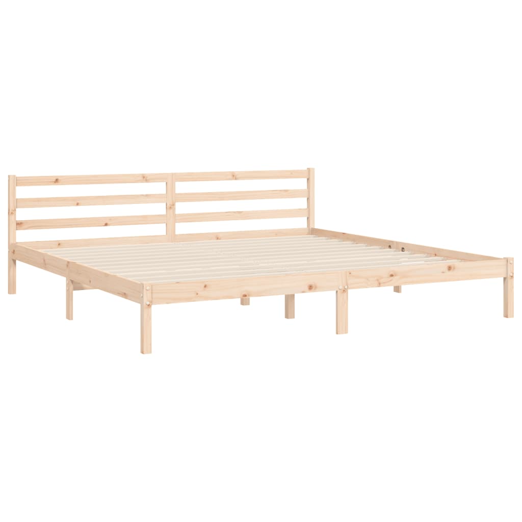 Bedframe met hoofdbord massief hout wit 100x200 cm