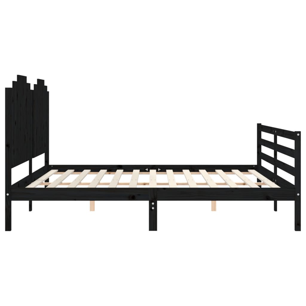 Bedframe met hoofdbord massief hout wit 100x200 cm