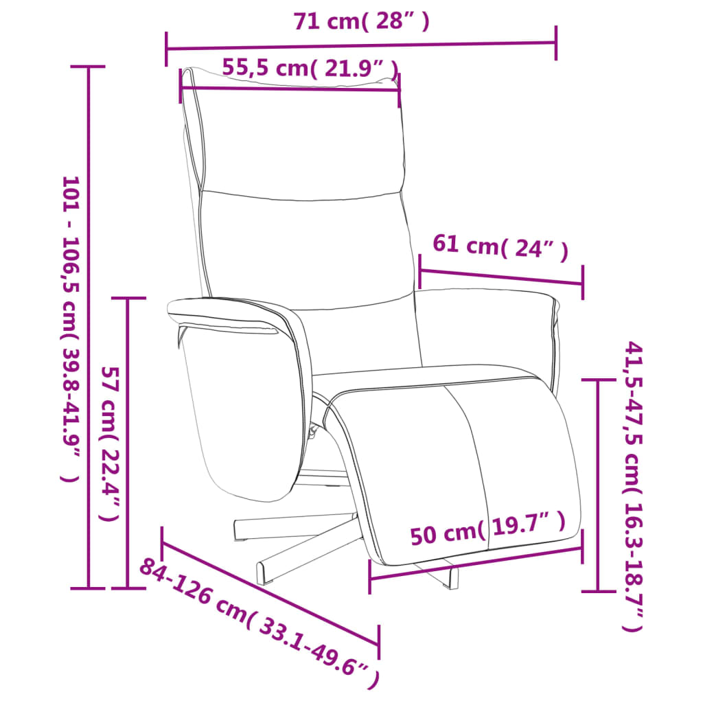 Fauteuil verstelbaar met voetensteun kunstleer