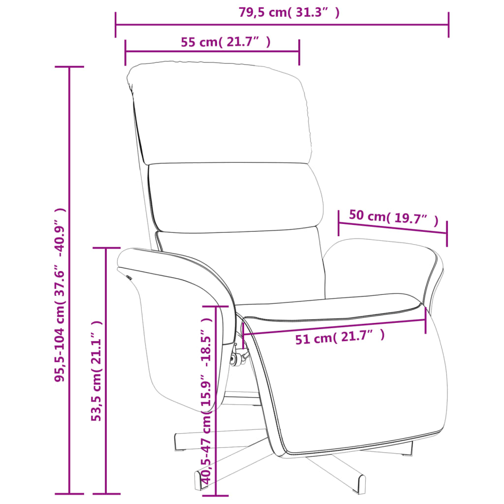 Fauteuil verstelbaar met voetensteun stof