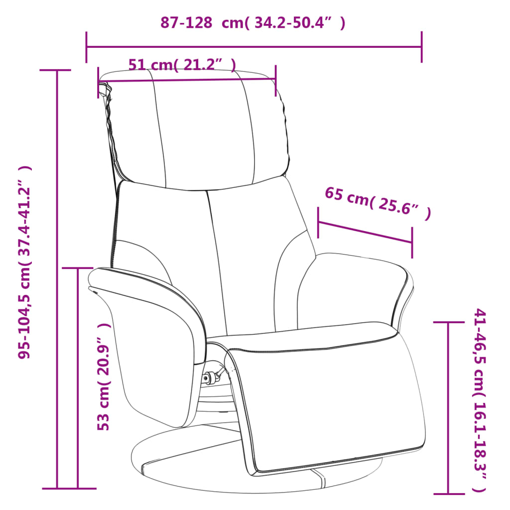 Fauteuil verstelbaar met voetensteun kunstleer zwart