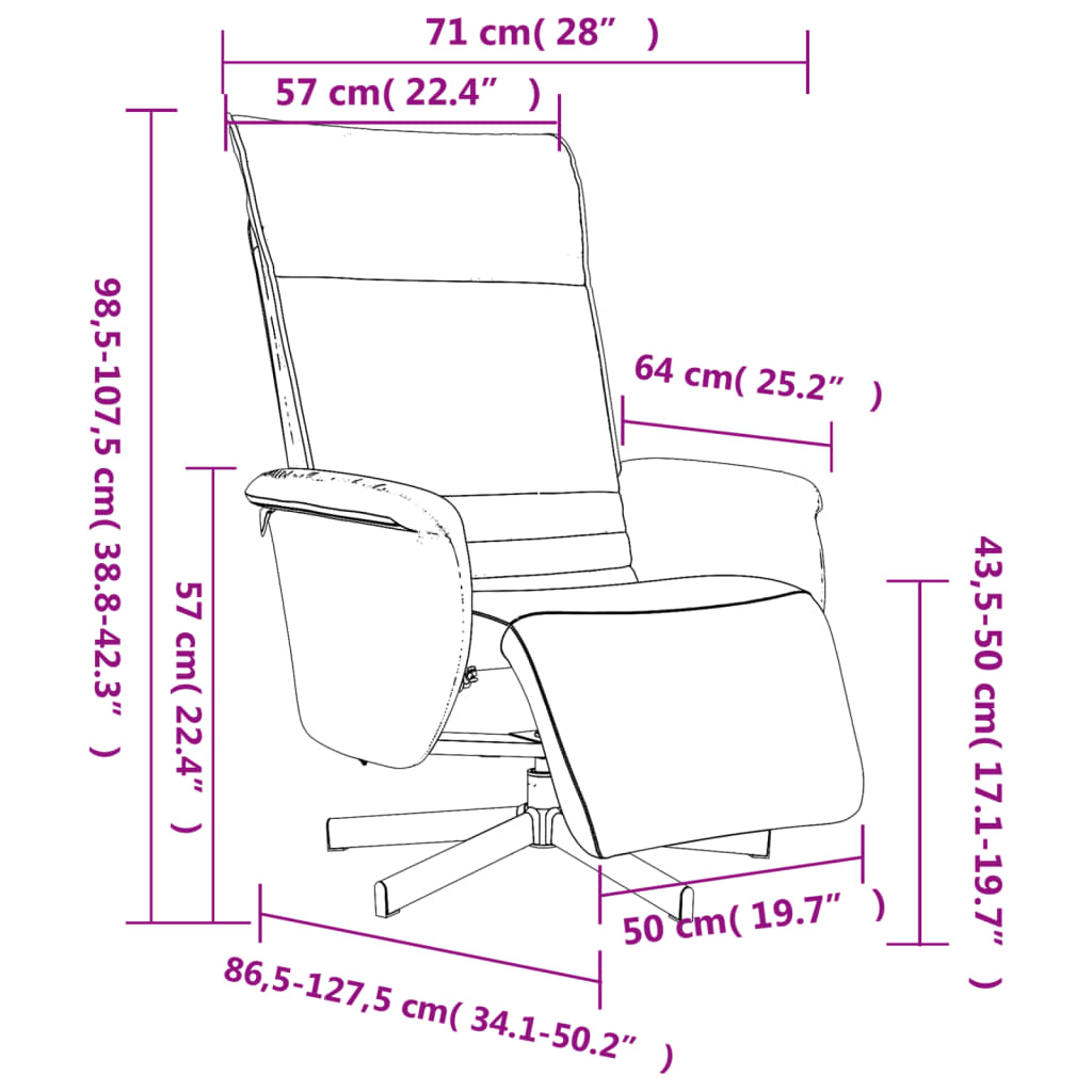 Fauteuil verstelbaar met voetensteun kunstleer