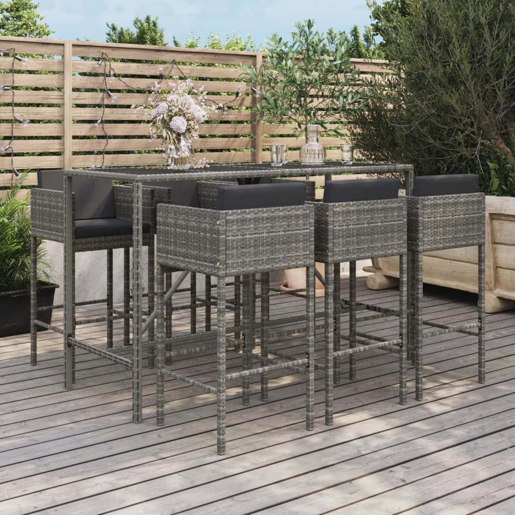 7-delige Tuinbarset met kussens poly rattan