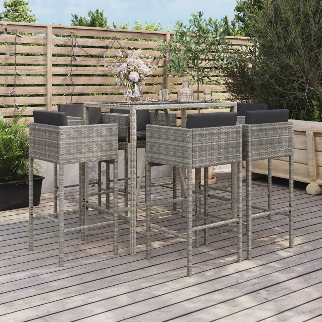 5-delige Tuinbarset met kussens poly rattan