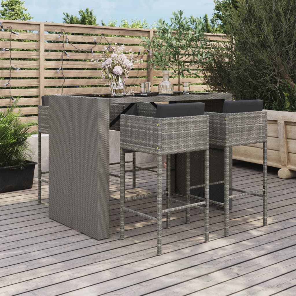 5-delige Tuinbarset met kussens poly rattan