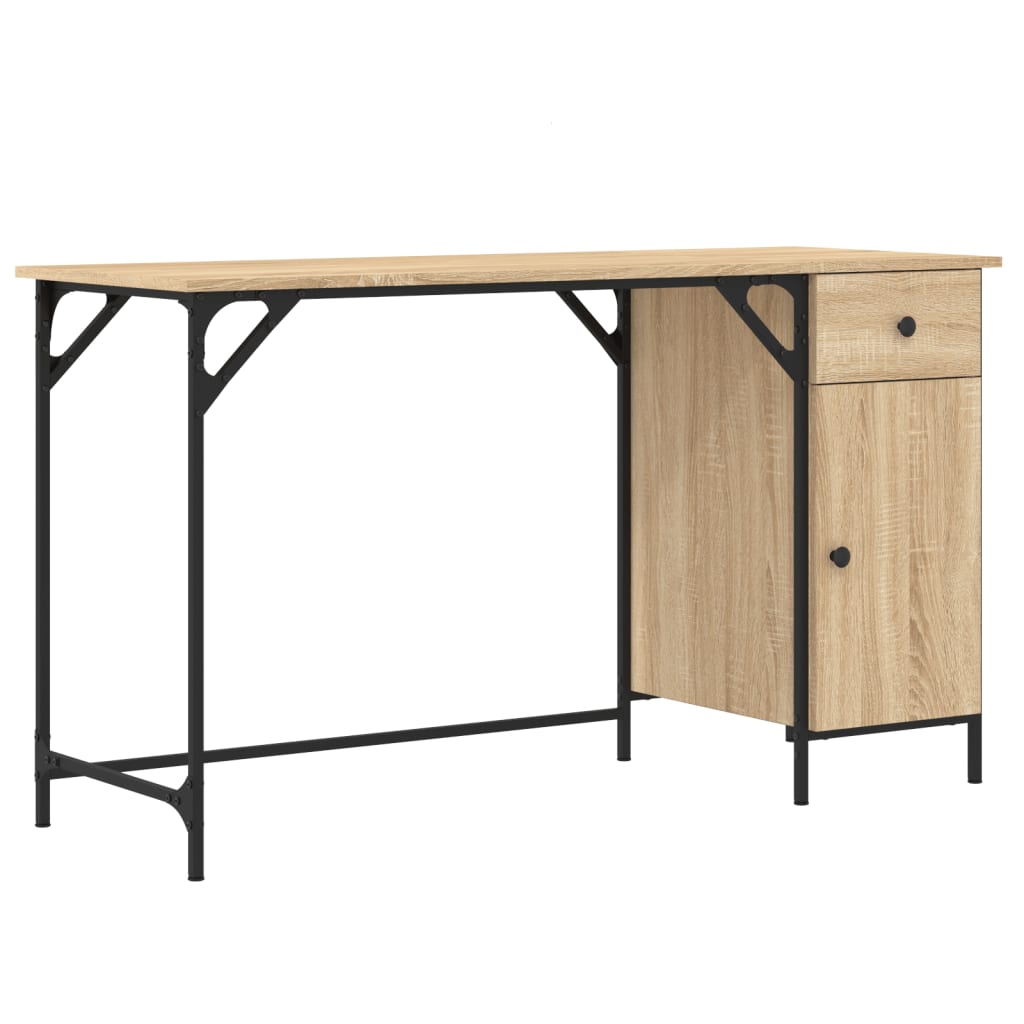 Bureau 131x48x75 cm bewerkt hout eikenkleurig