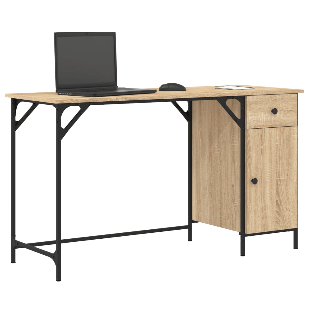 Bureau 131x48x75 cm bewerkt hout eikenkleurig