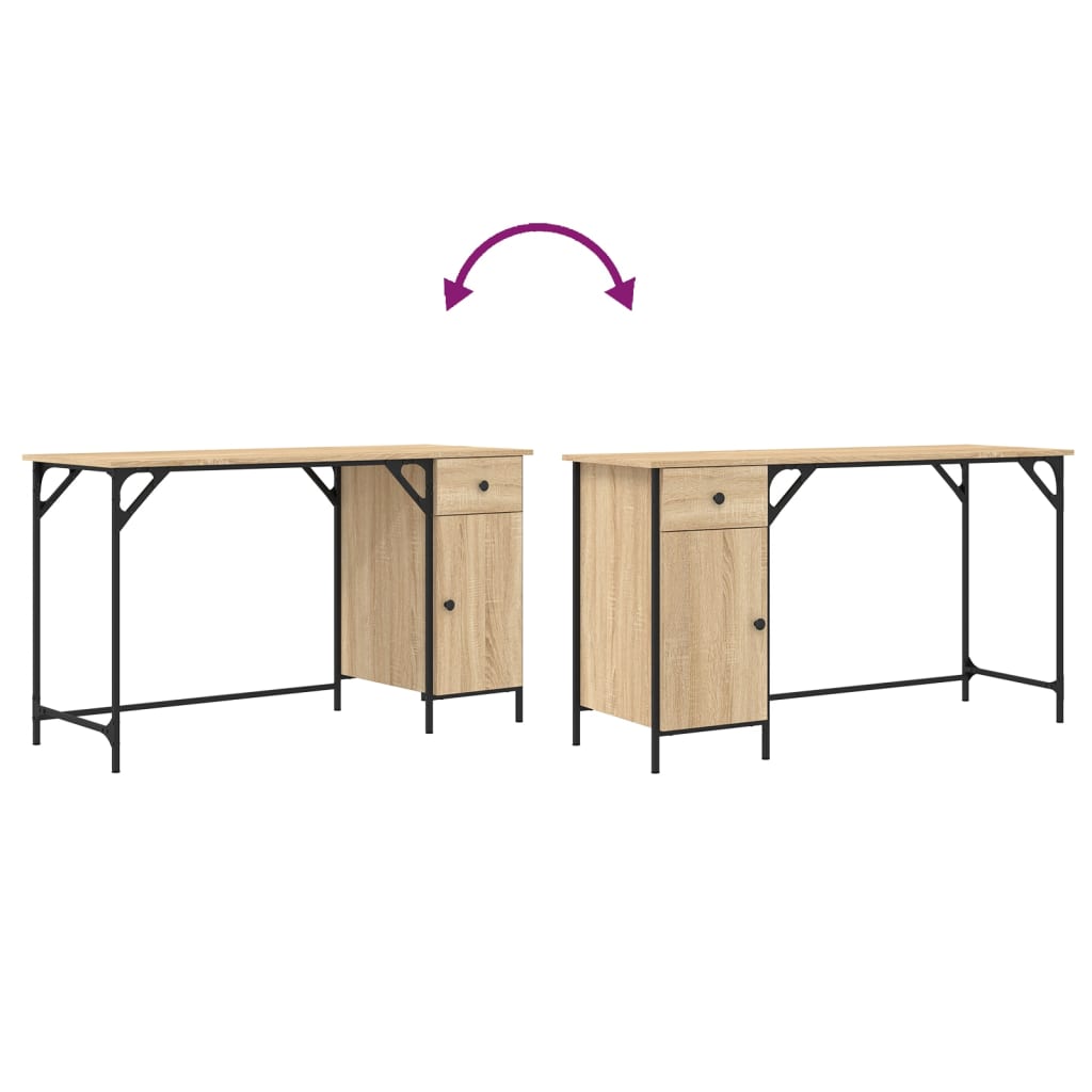 Bureau 131x48x75 cm bewerkt hout eikenkleurig