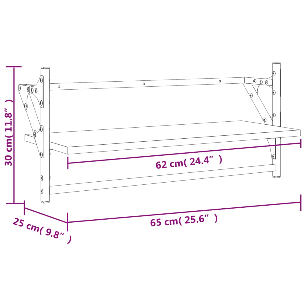 Wandschappen met stangen 2 st 20x25x30 cm