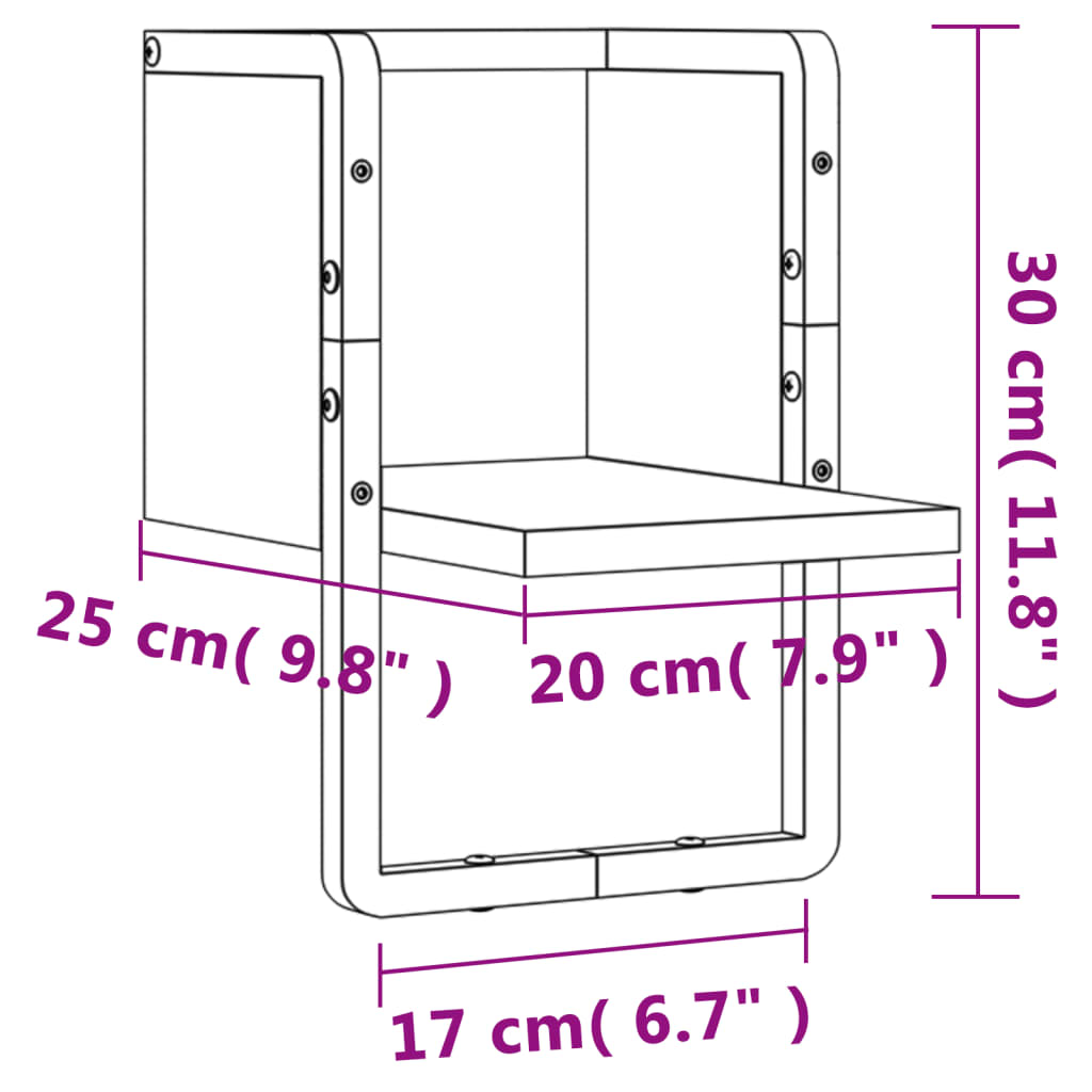 Wandschap met stang 20x25x30 cm eikenkleurig