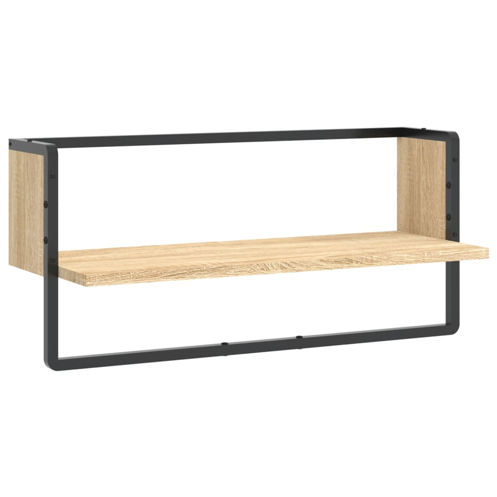 Wandschap met stang 20x25x30 cm eikenkleurig