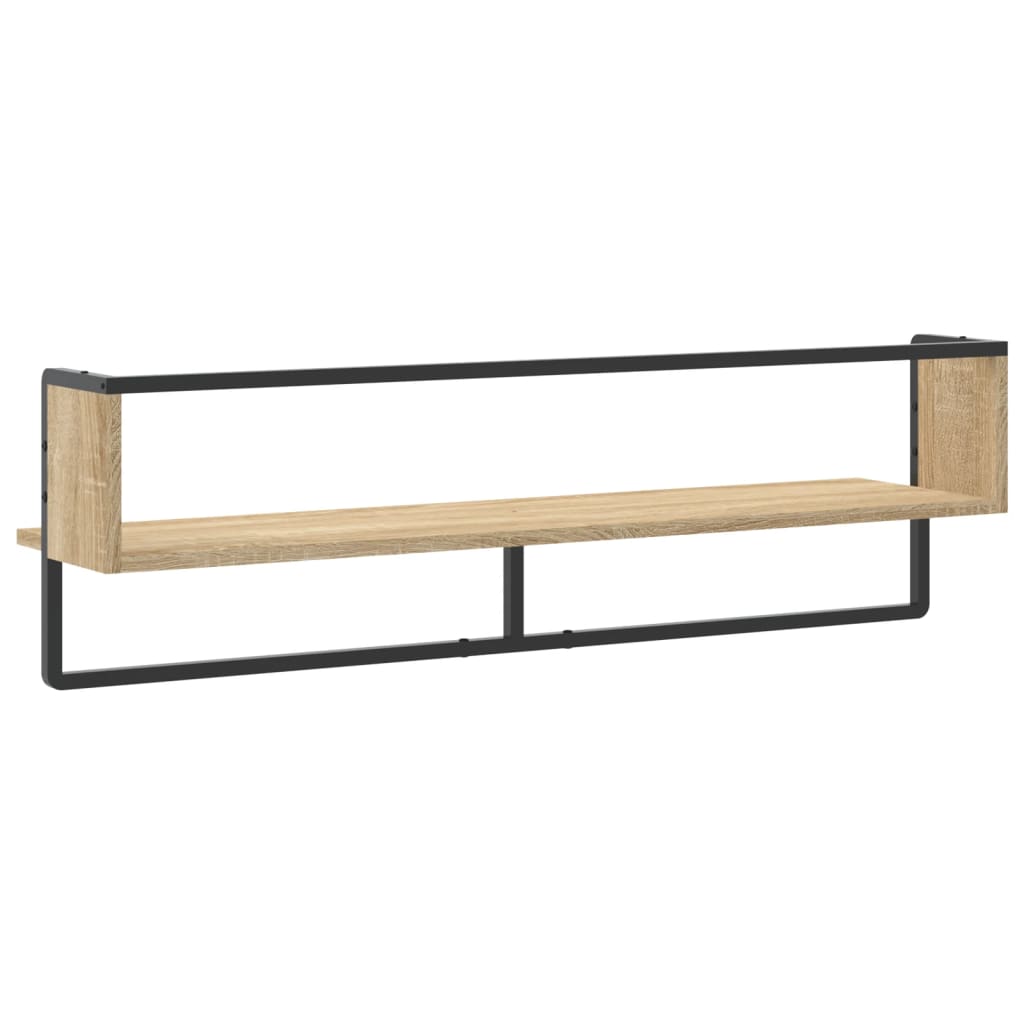 Wandschap met stang 20x25x30 cm eikenkleurig