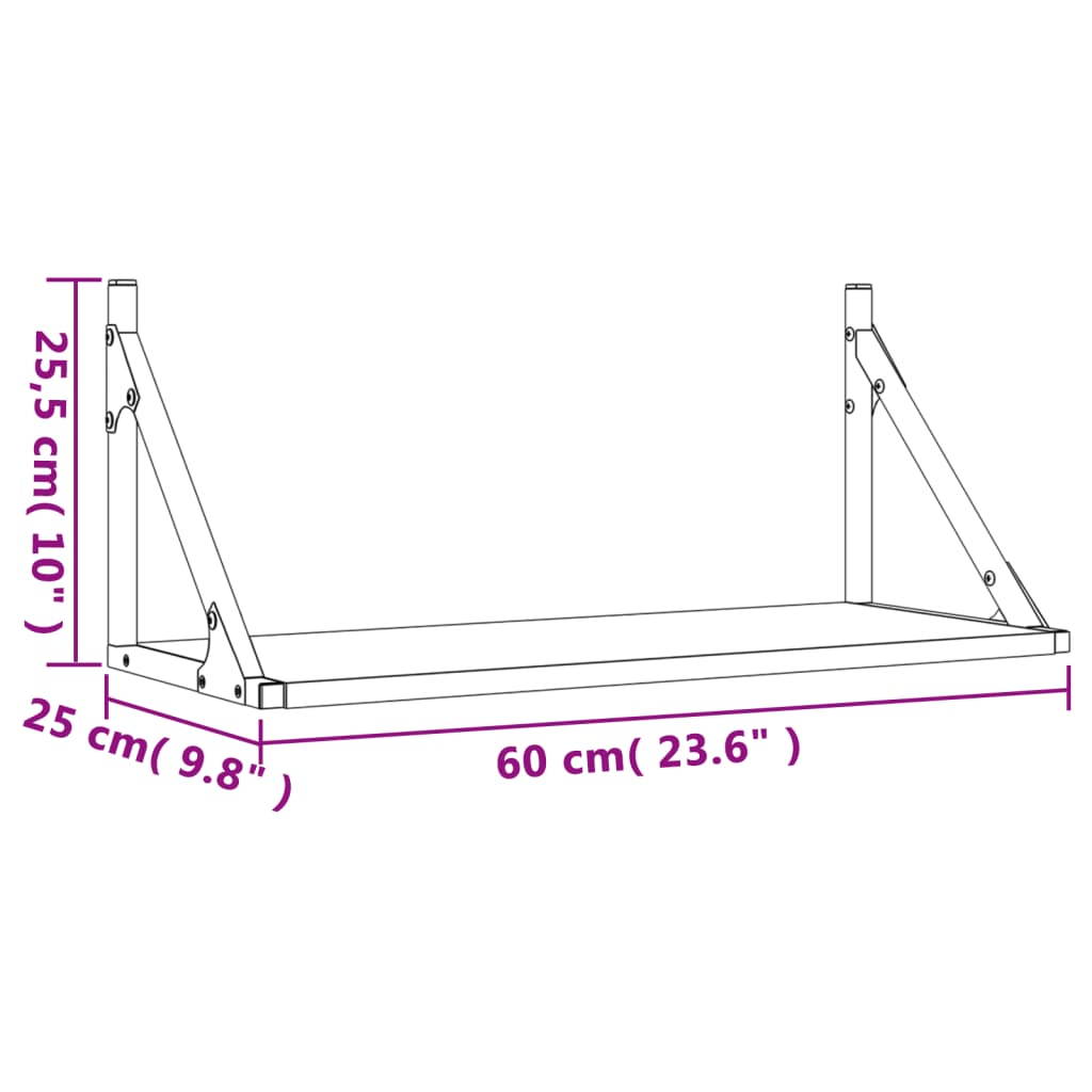 Wandschappen 2 st 60x15x15,5 cm