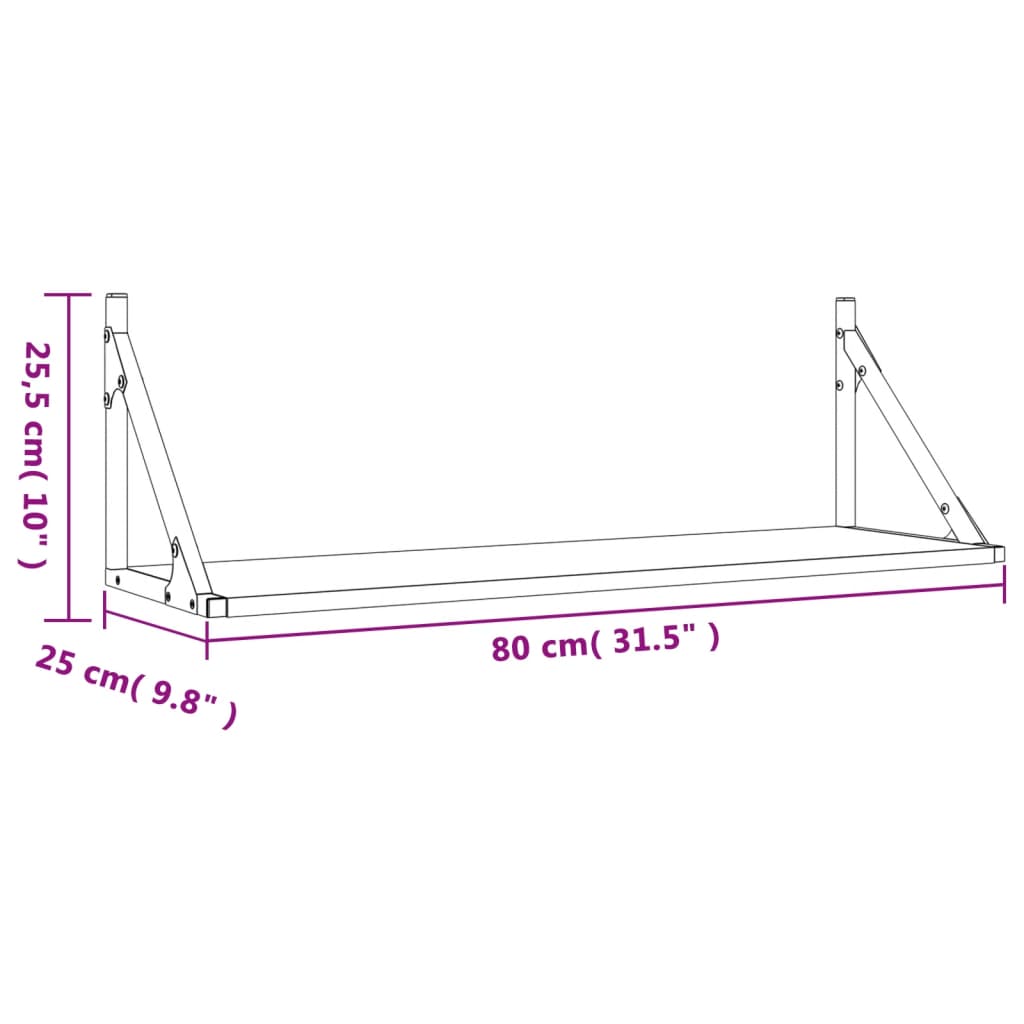 Wandschappen 2 st 60x15x15,5 cm