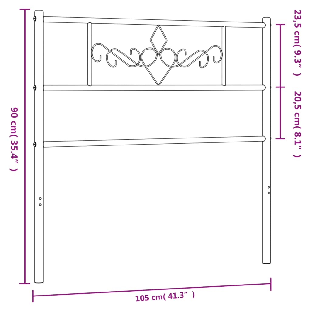 Hoofdbord 140 cm metaal