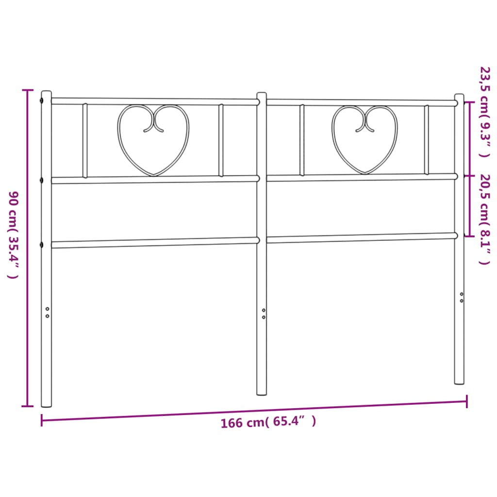 Hoofdbord 193 cm metaal