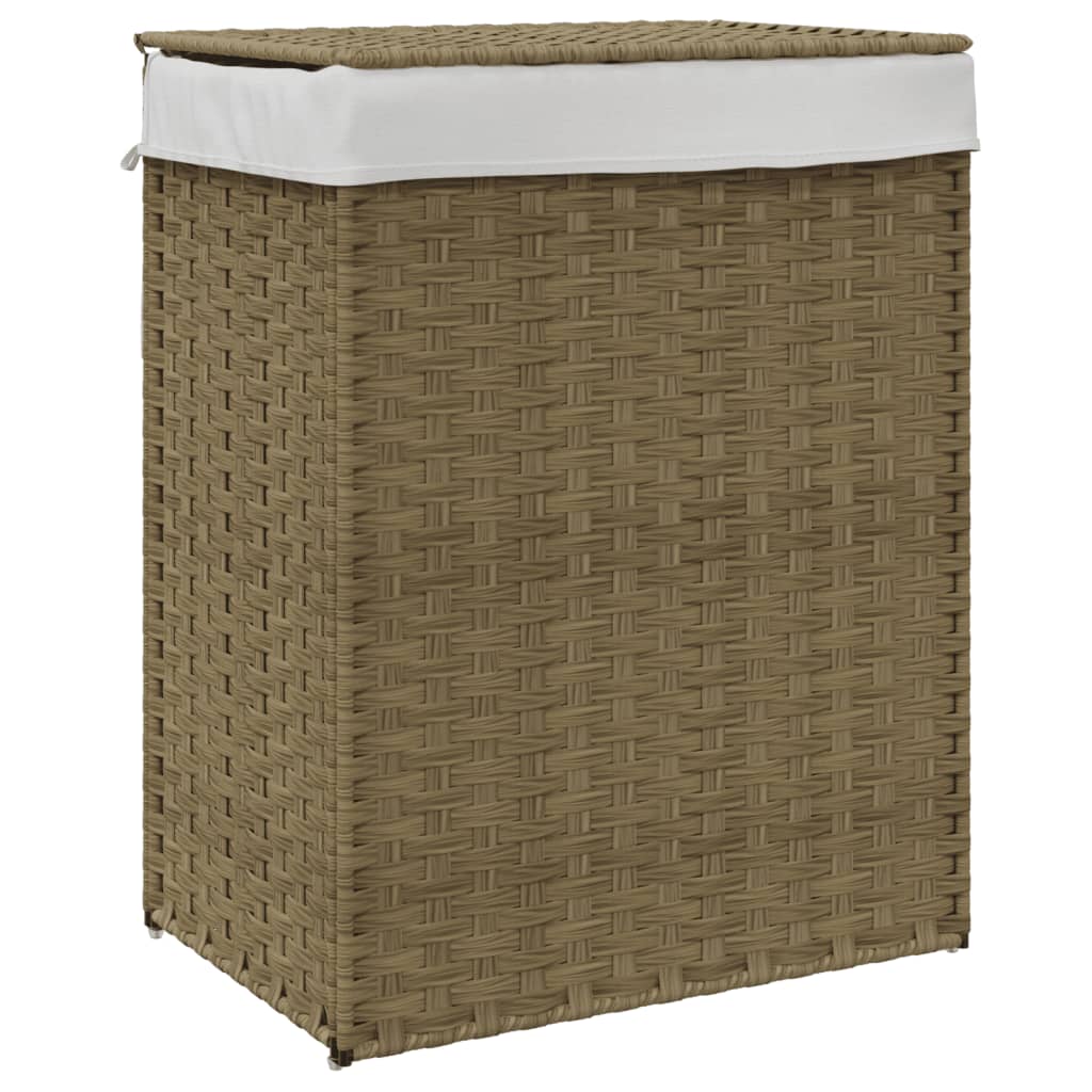 Wasmand met deksel 46x33x60 cm poly rattan