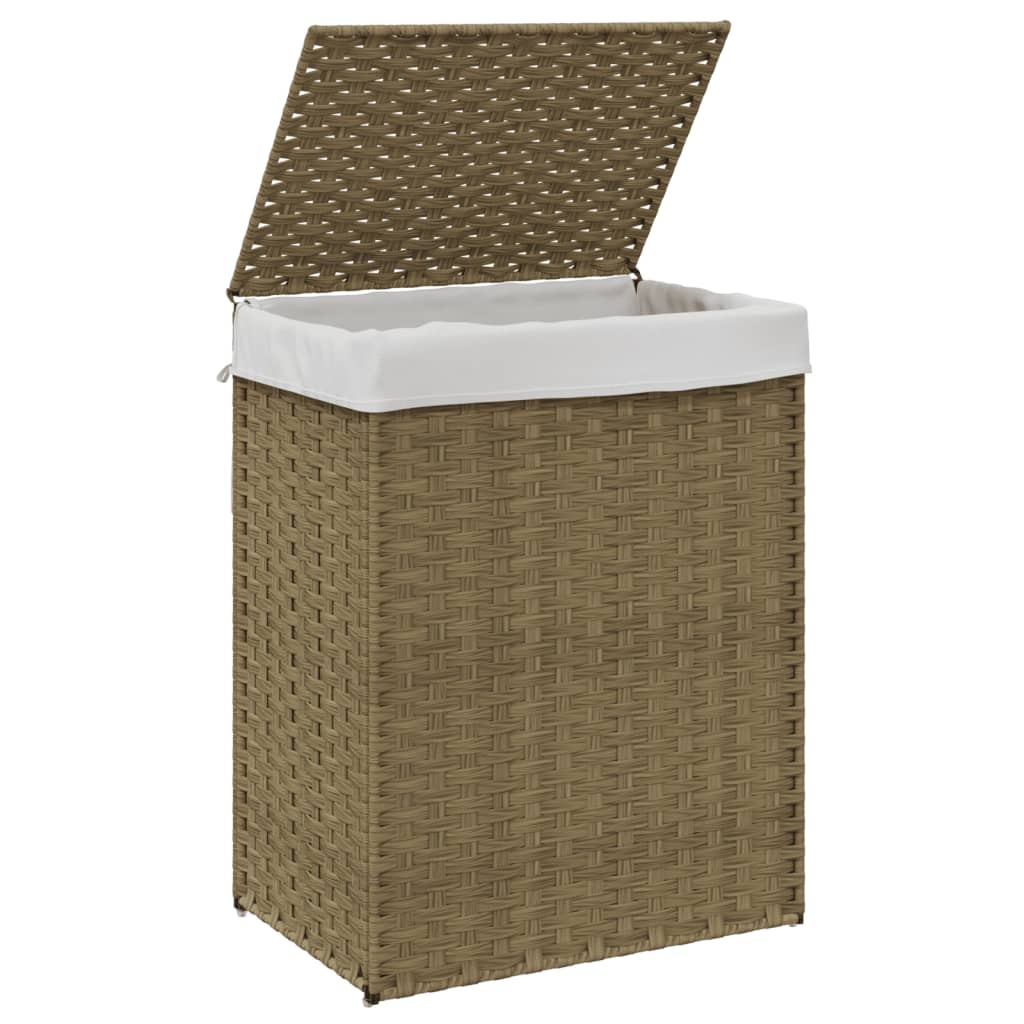 Wasmand met deksel 46x33x60 cm poly rattan