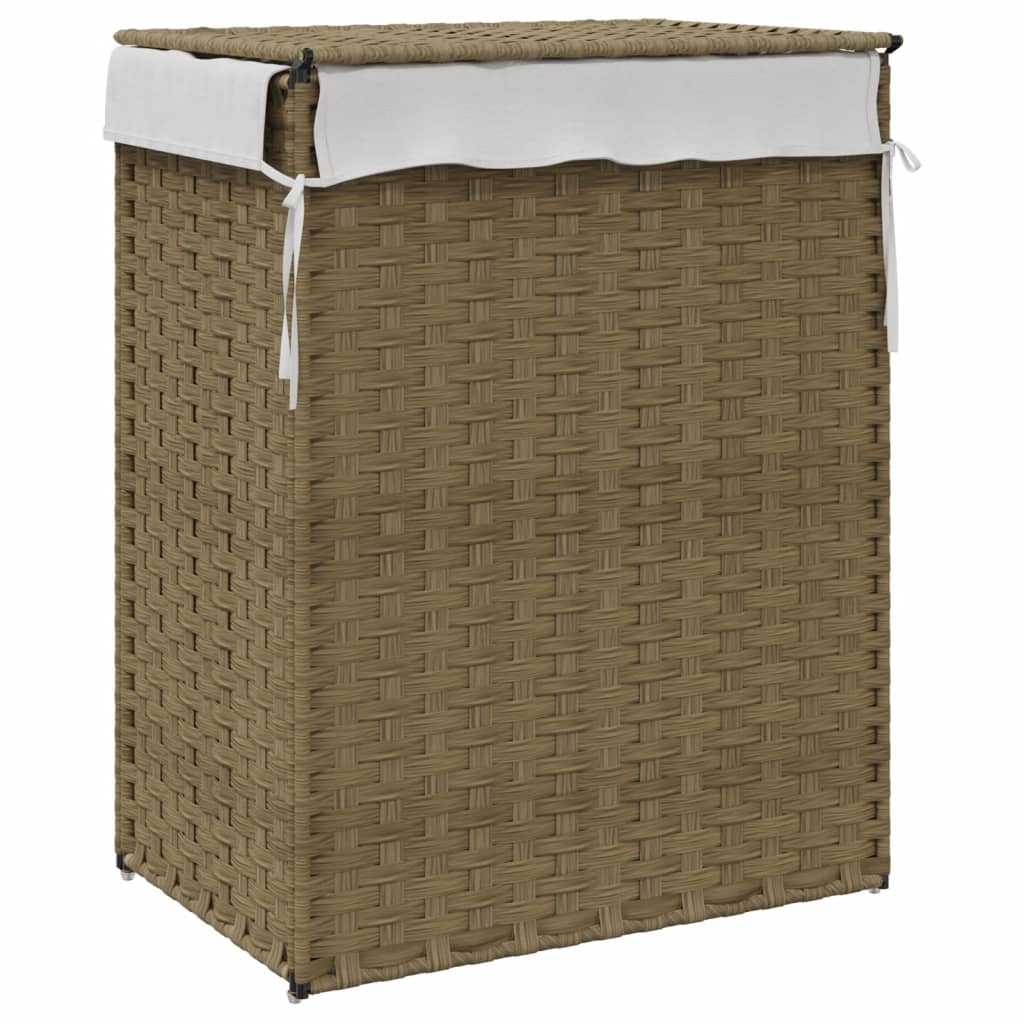 Wasmand met deksel 46x33x60 cm poly rattan