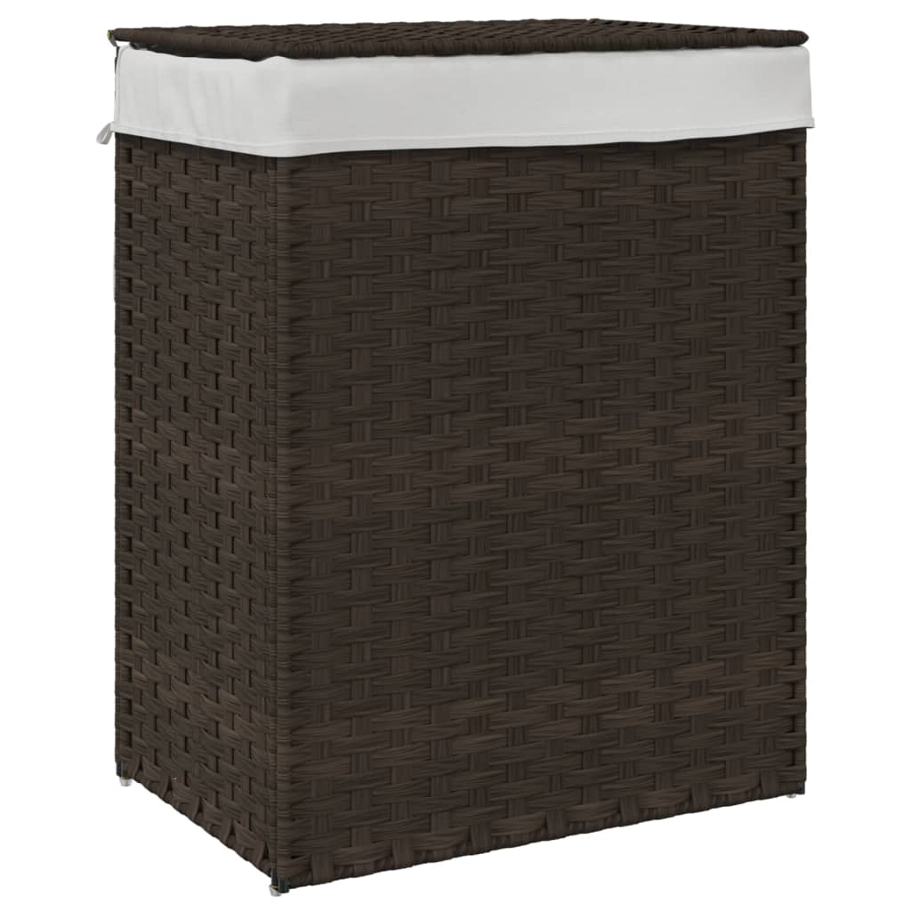 Wasmand met deksel 46x33x60 cm poly rattan