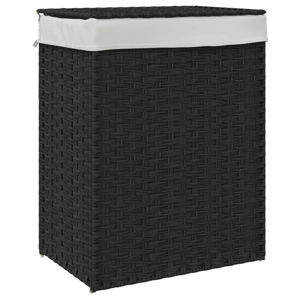 Wasmand met deksel 46x33x60 cm poly rattan