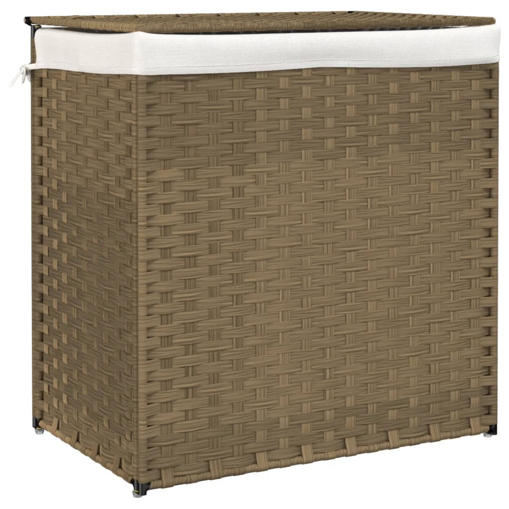 Wasmand met 2 vakken 53x35x57 cm poly rattan