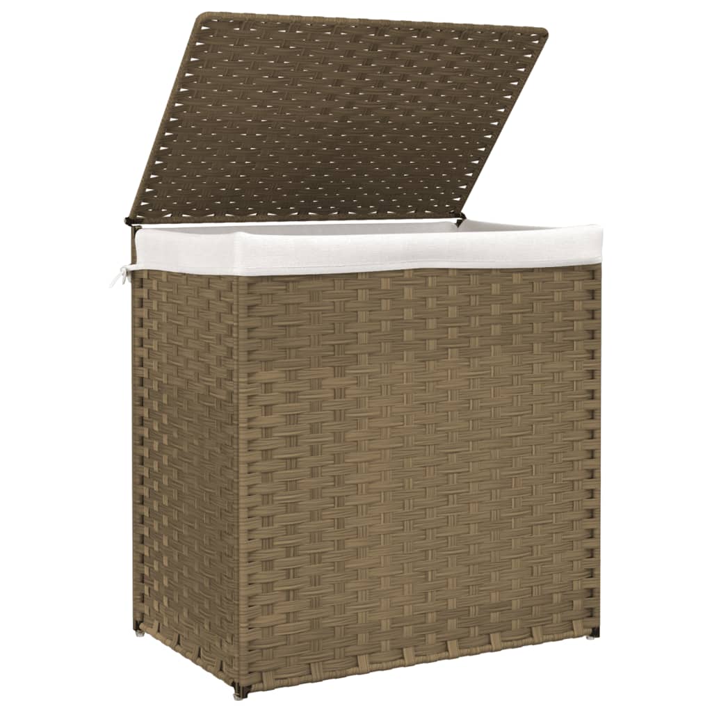 Wasmand met 2 vakken 53x35x57 cm poly rattan