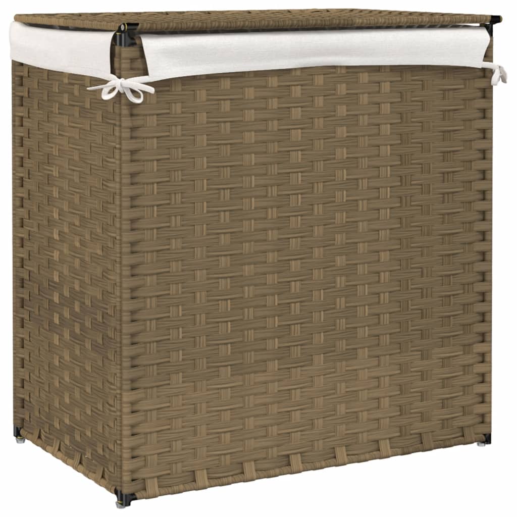 Wasmand met 2 vakken 53x35x57 cm poly rattan