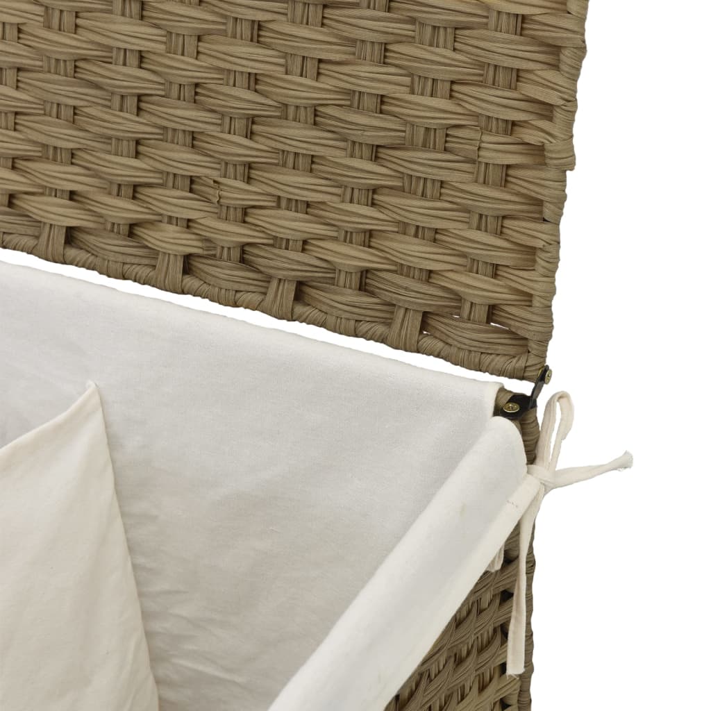 Wasmand met 2 vakken 53x35x57 cm poly rattan