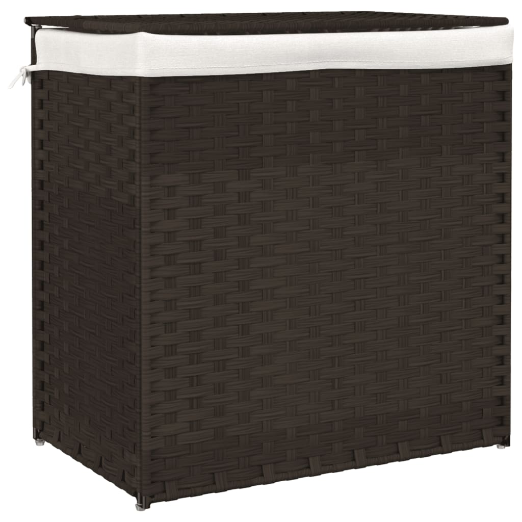 Wasmand met 2 vakken 53x35x57 cm poly rattan