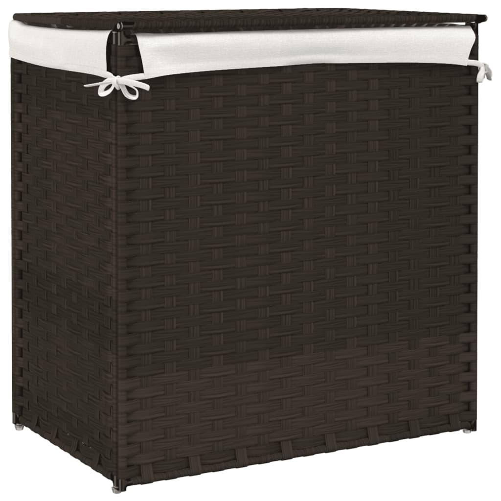 Wasmand met 2 vakken 53x35x57 cm poly rattan