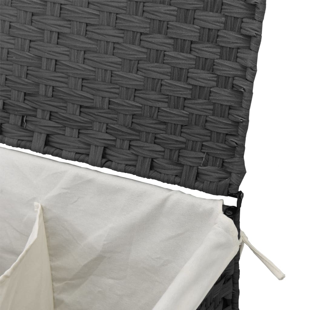 Wasmand met 2 vakken 53x35x57 cm poly rattan