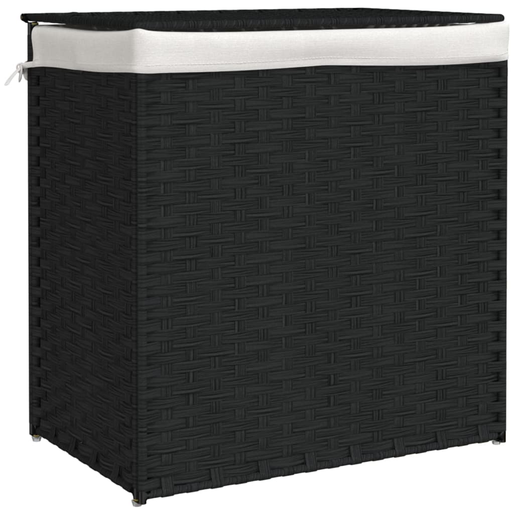 Wasmand met 2 vakken 53x35x57 cm poly rattan