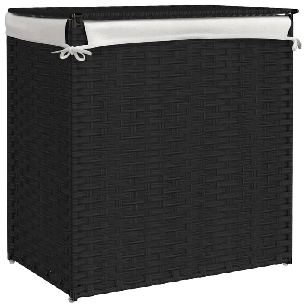 Wasmand met 2 vakken 53x35x57 cm poly rattan