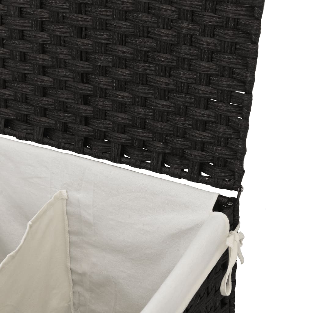 Wasmand met 2 vakken 53x35x57 cm poly rattan