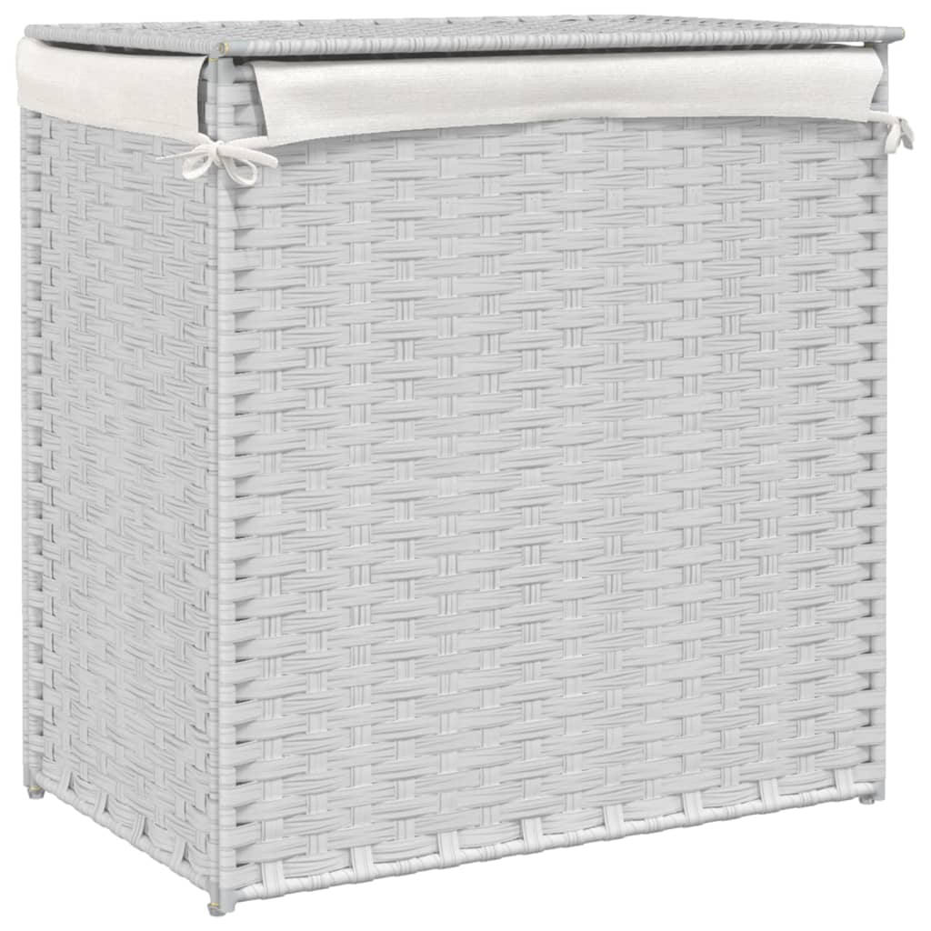 Wasmand met 2 vakken 53x35x57 cm poly rattan