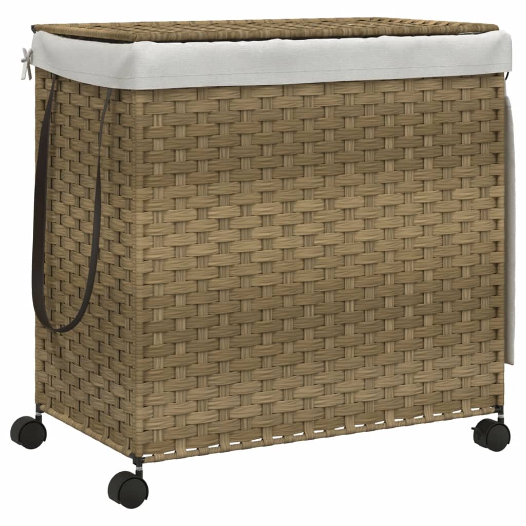 Wasmand op wielen 60x35x60,5 cm rattan grijs