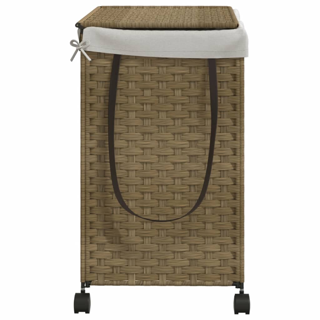 Wasmand op wielen 60x35x60,5 cm rattan grijs